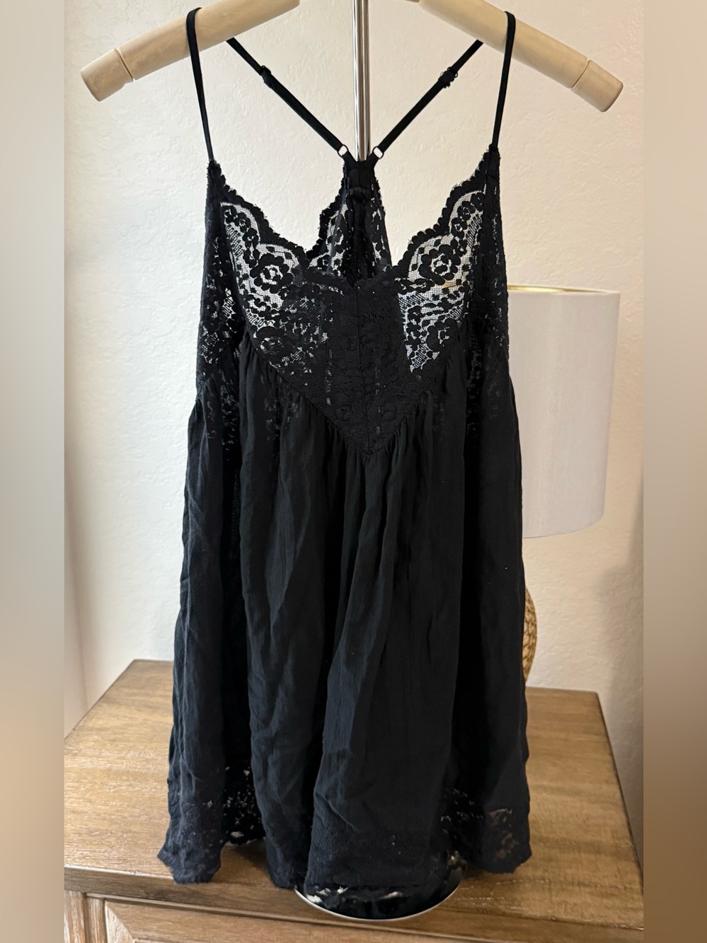 Free People Black Lace-Trim Camisole